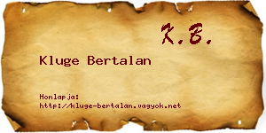 Kluge Bertalan névjegykártya